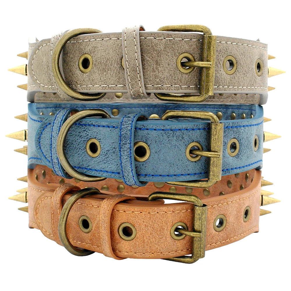 Spiked Leather Dog Collar