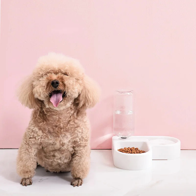 Corner Dog & Cat Bowl with Water Dispenser