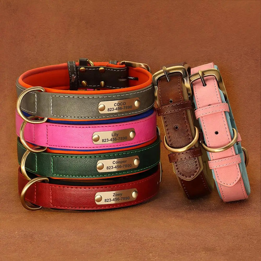 Custom Engraved PU Leather Dog Collar