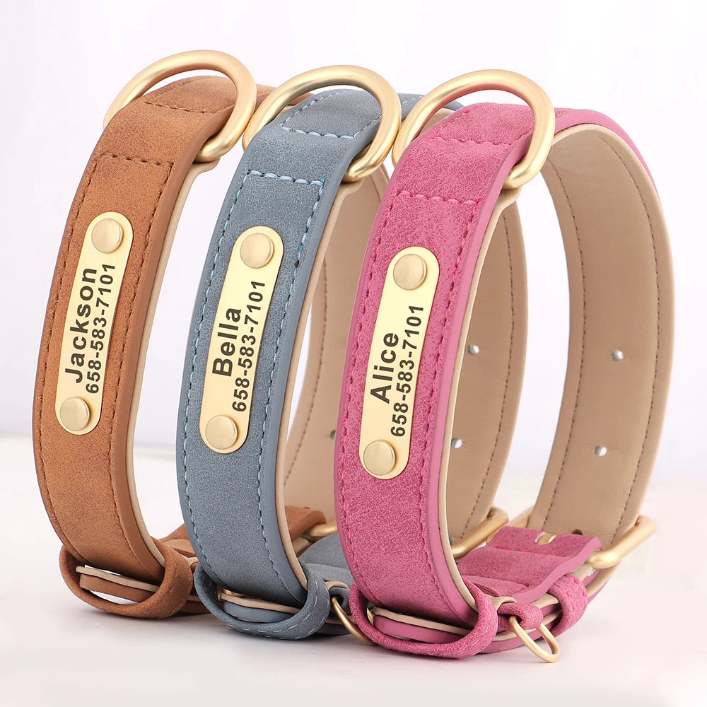 Custom Engraved PU Leather Dog Collar