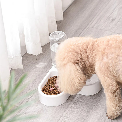 Corner Dog & Cat Bowl with Water Dispenser