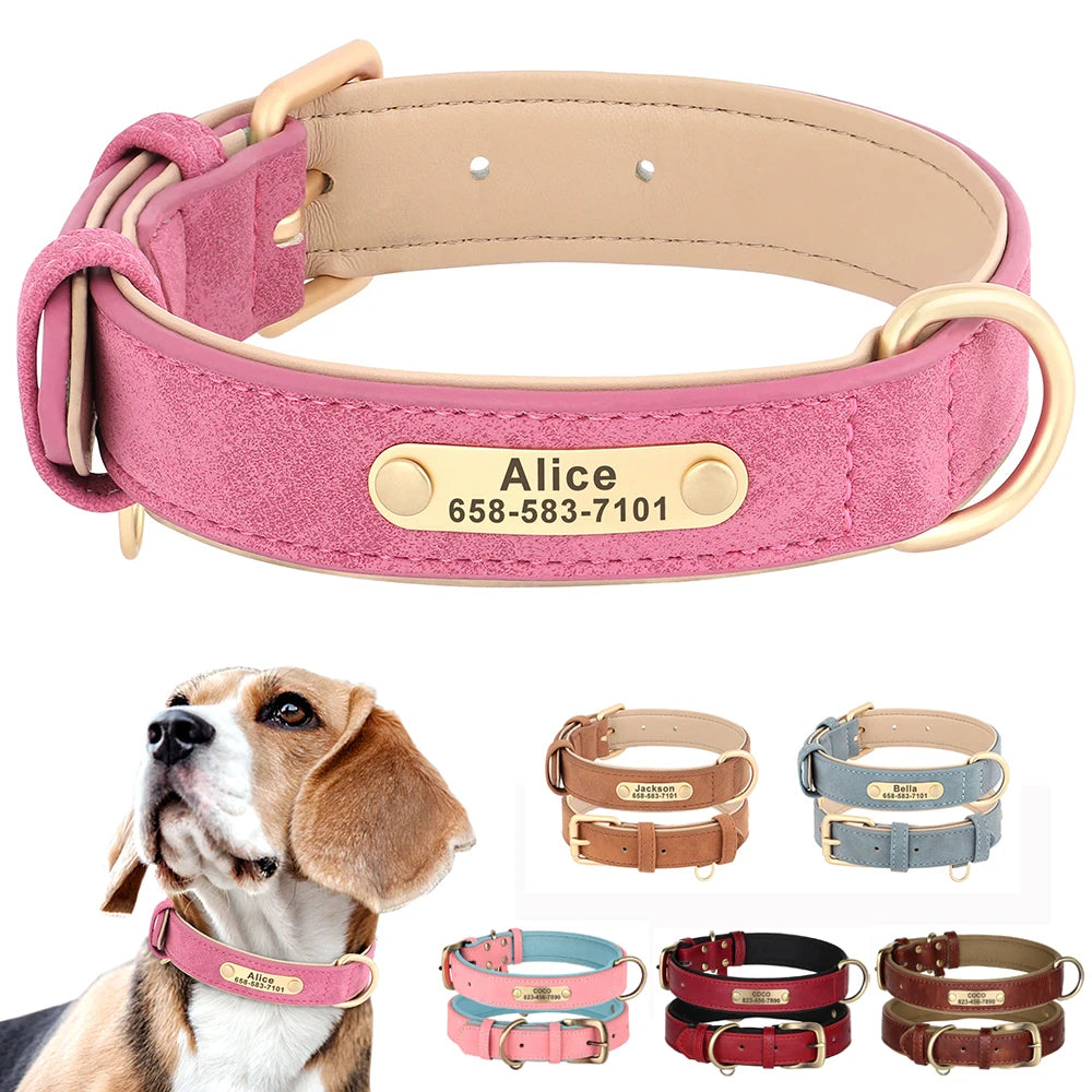 Custom Engraved PU Leather Dog Collar