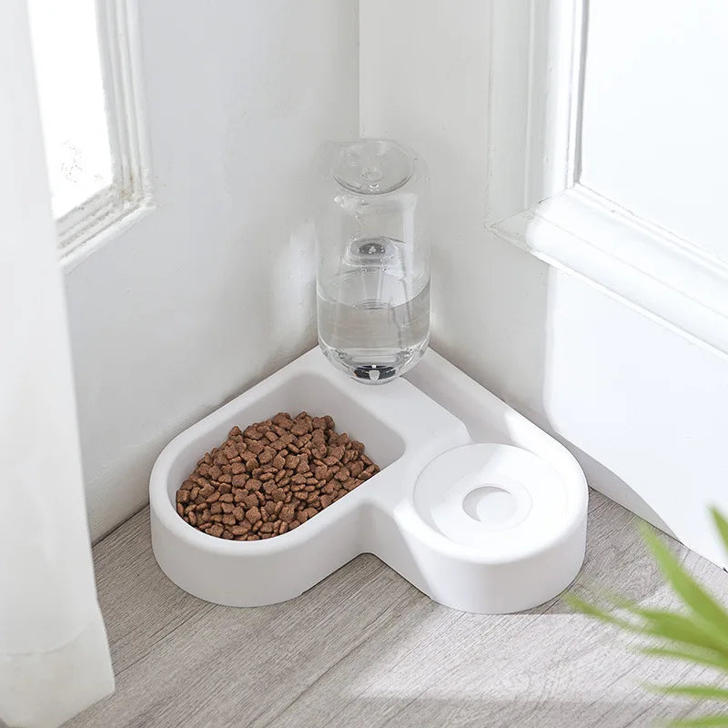 Corner Dog & Cat Bowl with Water Dispenser