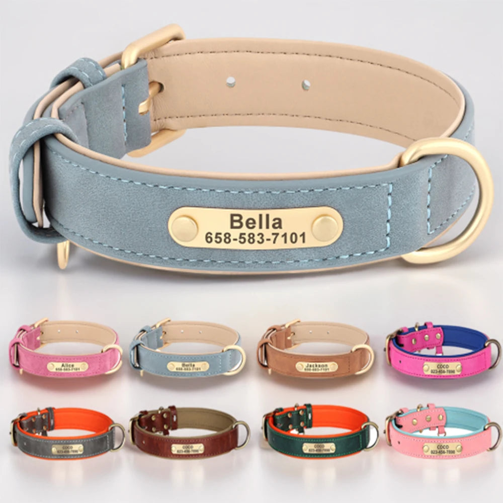 Custom Engraved PU Leather Dog Collar