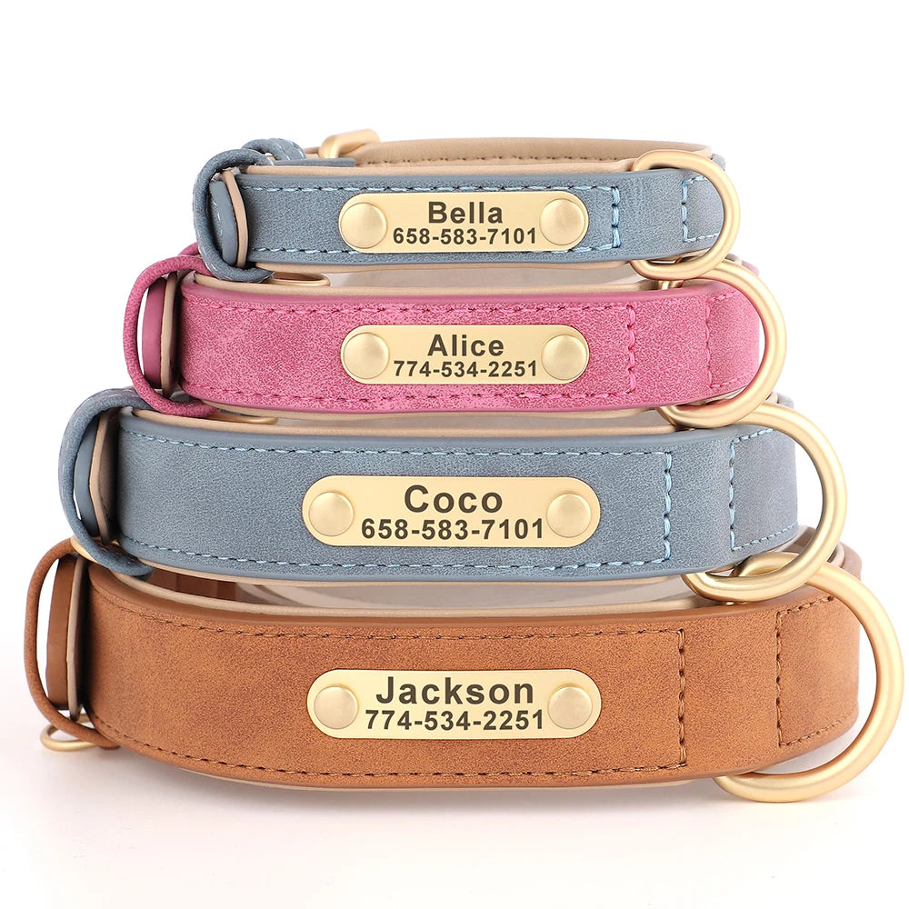 Custom Engraved PU Leather Dog Collar