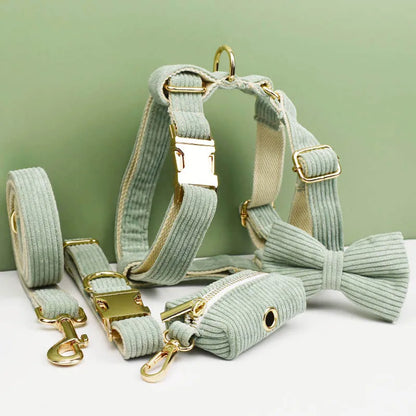 Personalized Corduroy Dog Collar & Leash Set