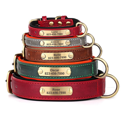 Custom Engraved PU Leather Dog Collar